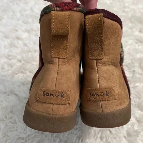 Sanuk Nice Bootah Lx Tan Tobacco / Vintage Rainbow Ankle Bootie Size 7 Womens - Picture 5 of 10